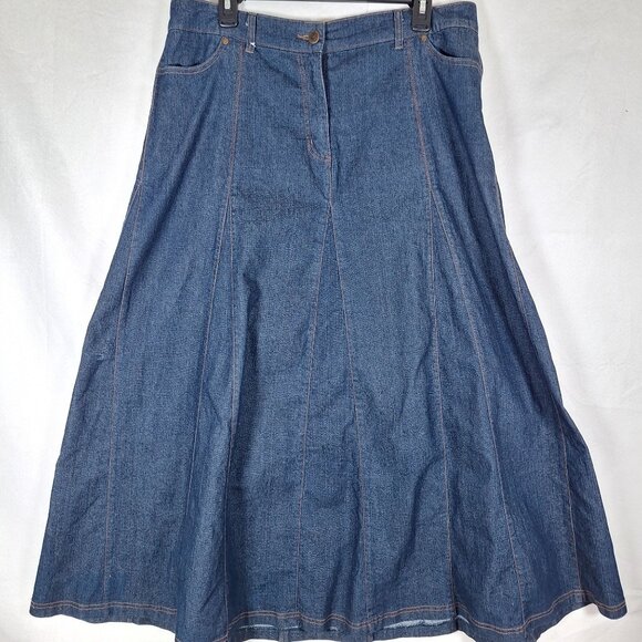 Ashley Stewart maxi flare jean skirt size 14W - Picture 1 of 3